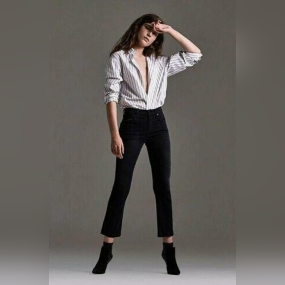 Citizens of Humanity Fleetwood Crop High-Rise Flare Jeans In black Astoria Sz 27 - Picture 2 of 11